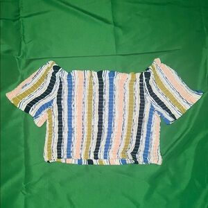 Haute Monde Striped Off-Shoulder Women's Top size Medium